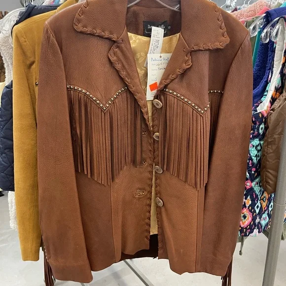 Western Brown Leather Jacket with Fringe - Picture 1 of 4